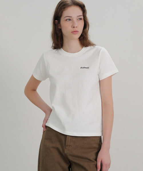 Essential peach half tee (white)