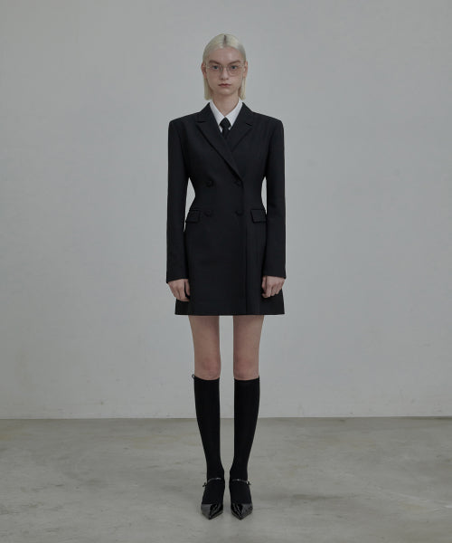젠 수트 자켓 드레스-블랙
