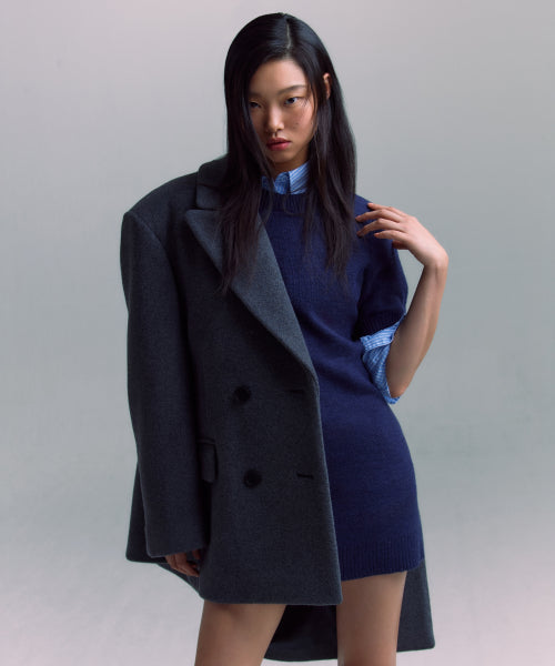 우먼즈 크루 넥 니트 미니 드레스 [네이비]