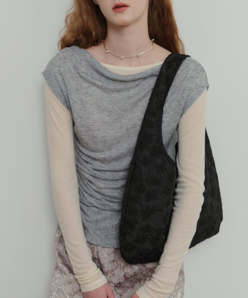 Broderie Padded Day Bag - Black