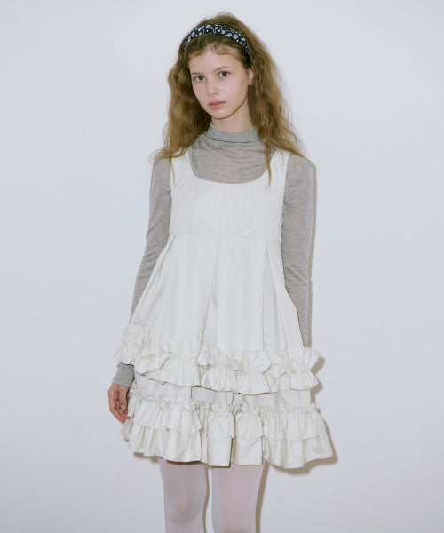 Frill Sleeveless Dress (Cream Yellow)