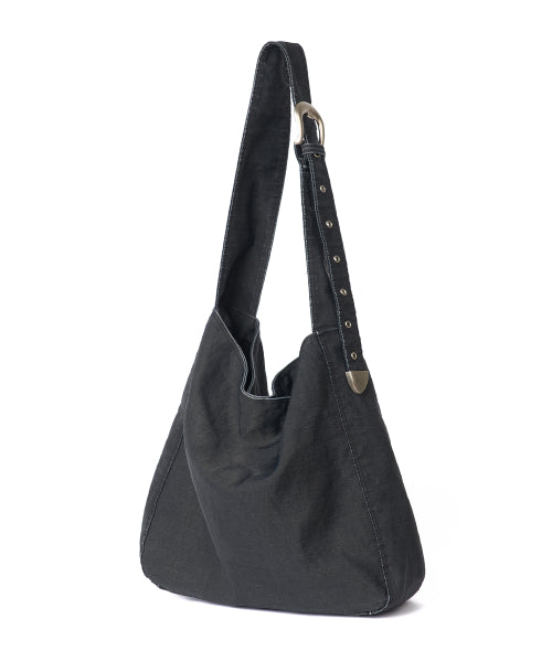 [With 함준수]Hh 워시드 나일론 벨티드 백 (데님 블랙)