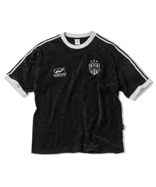 벨루어 라인 테이프 링거 반팔티 블랙