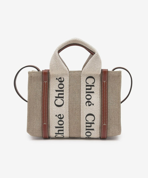 미니 리넨 우디 토트백 - 화이트:브라운 / CHC22AP237I2690U