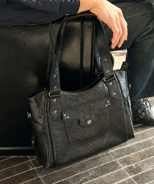 웨스턴 포켓 숄더 백 (블랙)