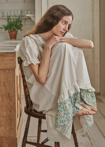 에디트 반팔 원피스 크림 (40수)