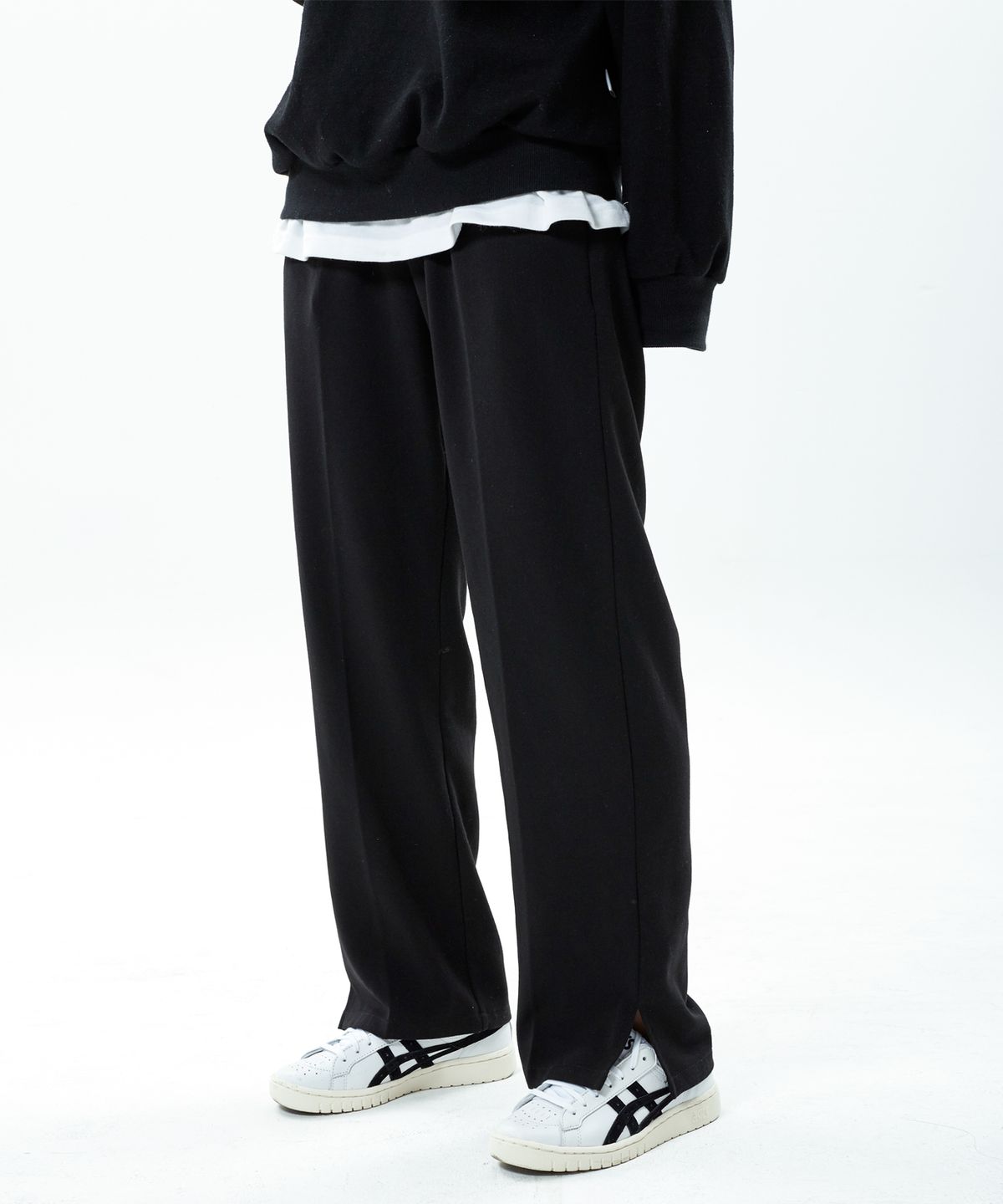 유니섹스 와이드 밴딩 슬랙스 P-7 black