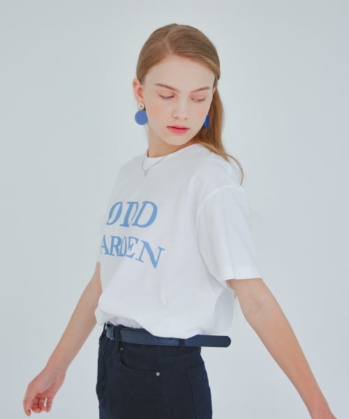 오드가든 레터링 티셔츠_화이트(블루)
