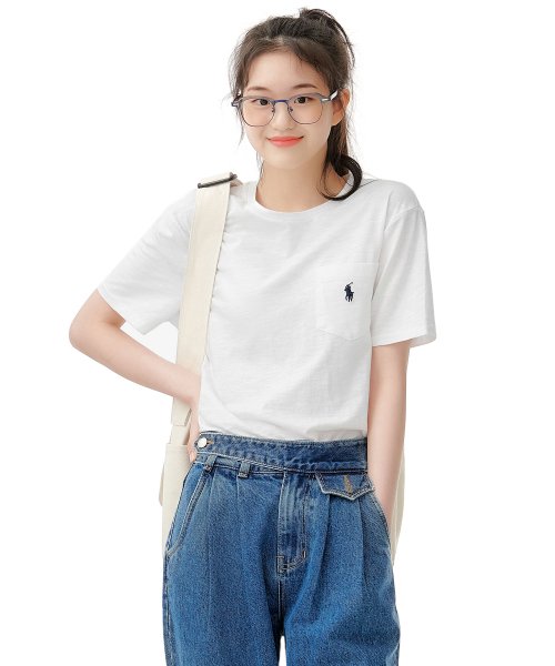 커스텀 슬림핏 포켓 티셔츠 - 화이트