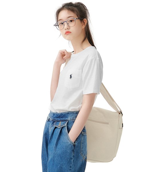 커스텀 슬림핏 포켓 티셔츠 - 화이트