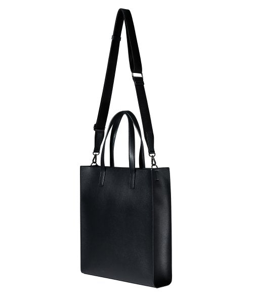 비건 레더 스퀘어 토트 백 [블랙]