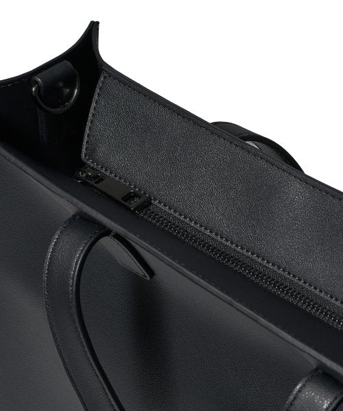 비건 레더 스퀘어 토트 백 [블랙]