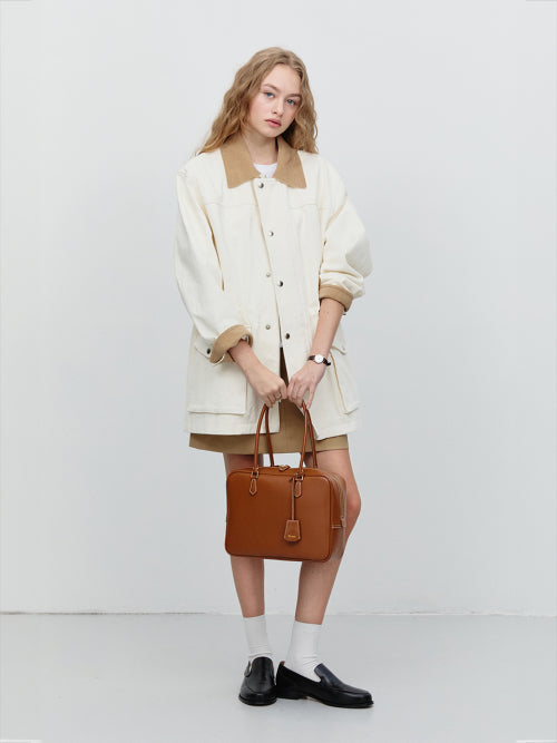 CLASSIC 28 LEATHER BAG TAN_UDBA4F201CM