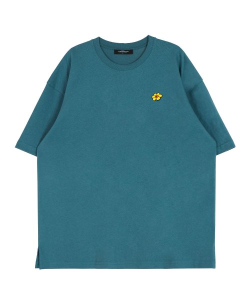 백 처클베어 라운드 넥 15수 면 반팔 티셔츠_블루그린