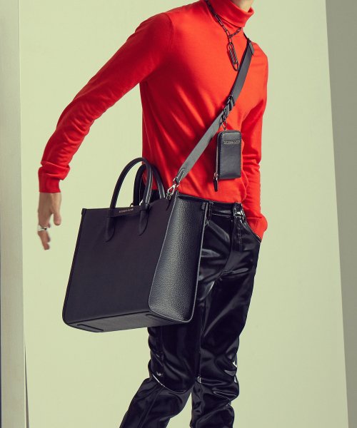 톱스티치 레더 브릿지 토트백