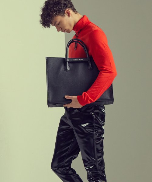 톱스티치 레더 브릿지 토트백