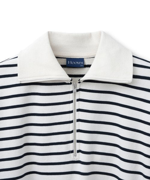 스트라이프 풀오버 집업 스웻셔츠[아이보리]