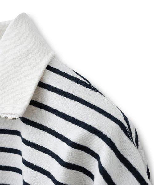 스트라이프 풀오버 집업 스웻셔츠[아이보리]