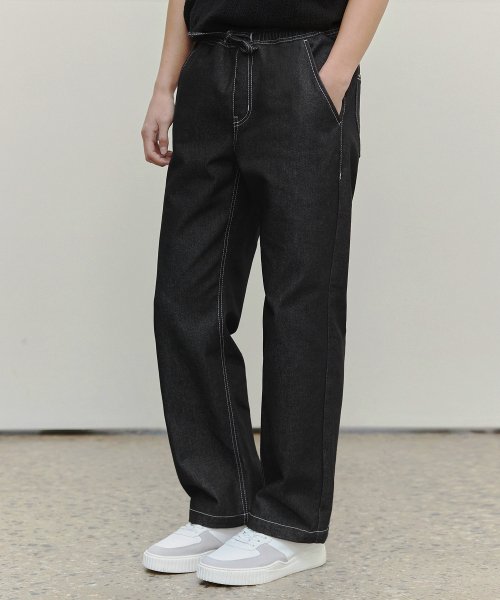 Comfortable Banding Denim Pants DCPT025CPBlack