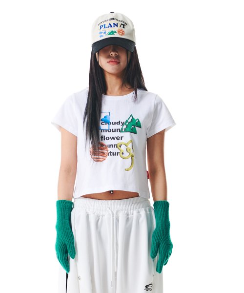 23 네이처 크롭 반팔 티셔츠 화이트