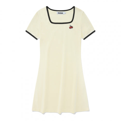 스몰 체리 스퀘어넥 드레스 [라이트 옐로우]