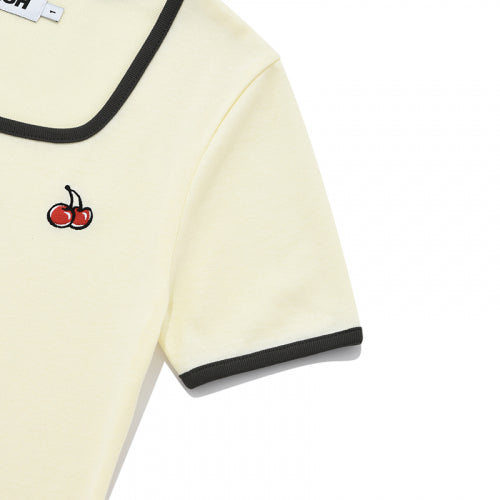 스몰 체리 스퀘어넥 드레스 [라이트 옐로우]