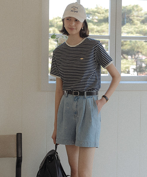 Cotton stripe T-shirt[2color]