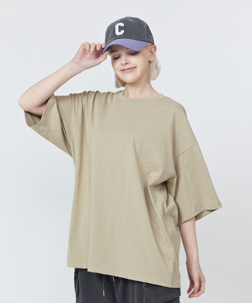 오가닉 크루넥 반팔 티셔츠 (카키)