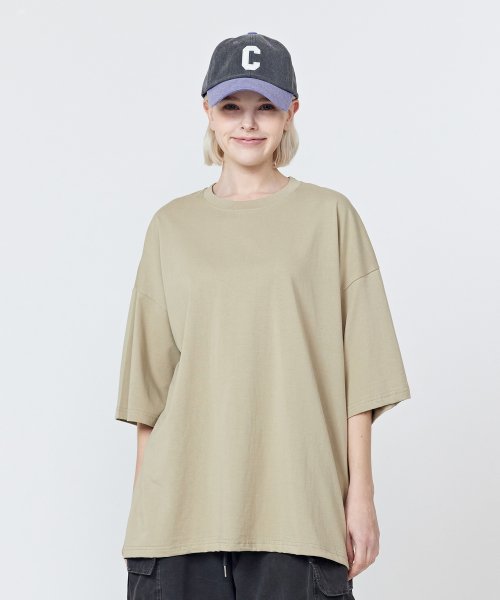 오가닉 크루넥 반팔 티셔츠 (카키)