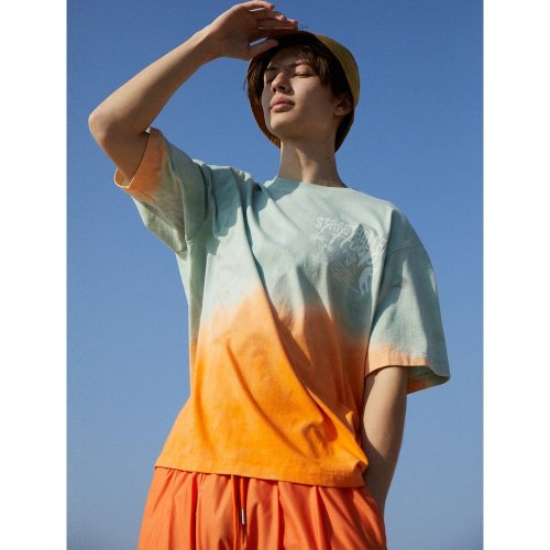 Dipping Dyeing Graphic TShirt  Orange