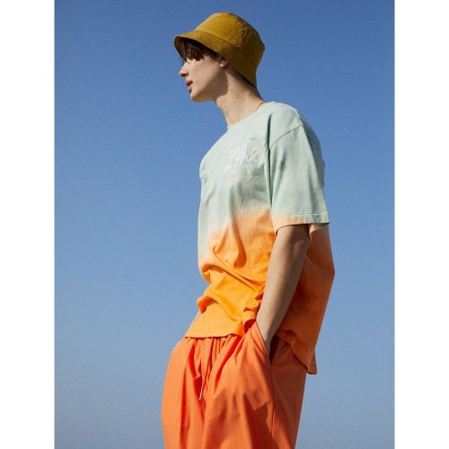 Dipping Dyeing Graphic TShirt  Orange