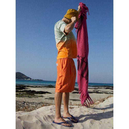 Dipping Dyeing Graphic TShirt  Orange