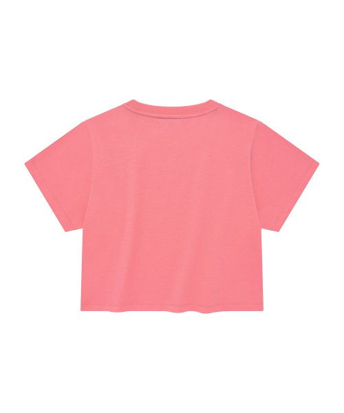 하트 크롭 반팔 티셔츠(라이트 핑크)