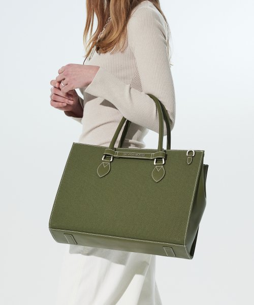NO.46 캔버스 레더 브릿지 토트백 M _ 카키