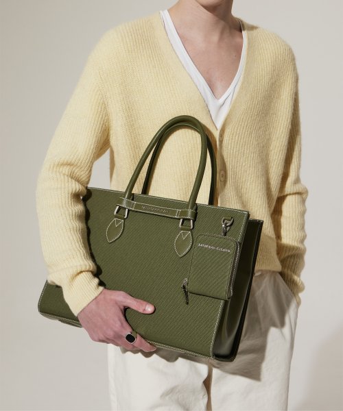 NO.46 캔버스 레더 브릿지 토트백 M _ 카키