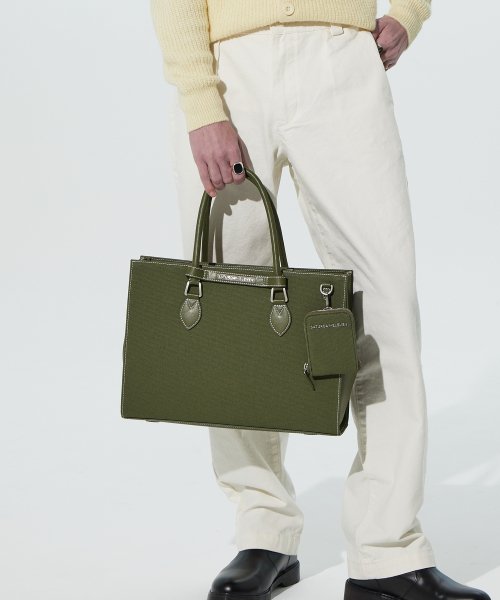 NO.46 캔버스 레더 브릿지 토트백 M _ 카키