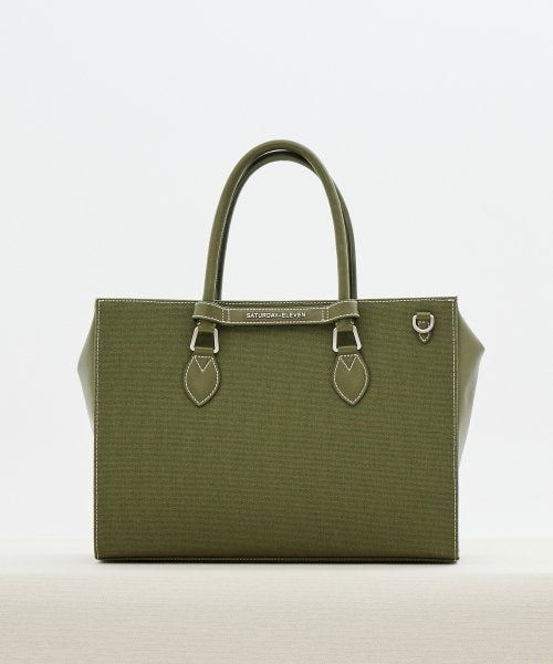 NO.46 캔버스 레더 브릿지 토트백 M _ 카키