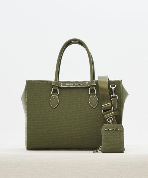 NO.46 캔버스 레더 브릿지 토트백 M _ 카키