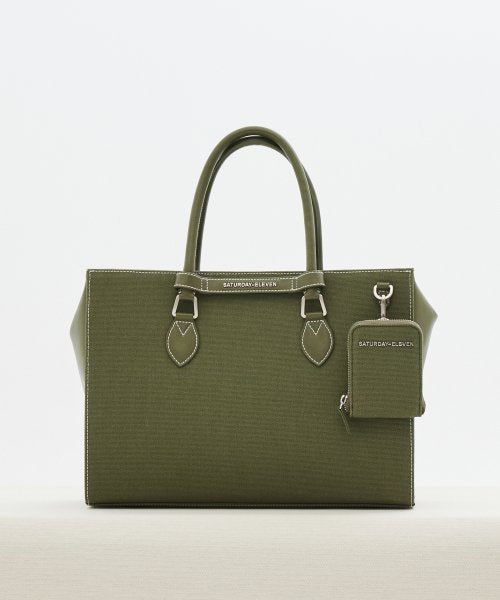 NO.46 캔버스 레더 브릿지 토트백 M _ 카키