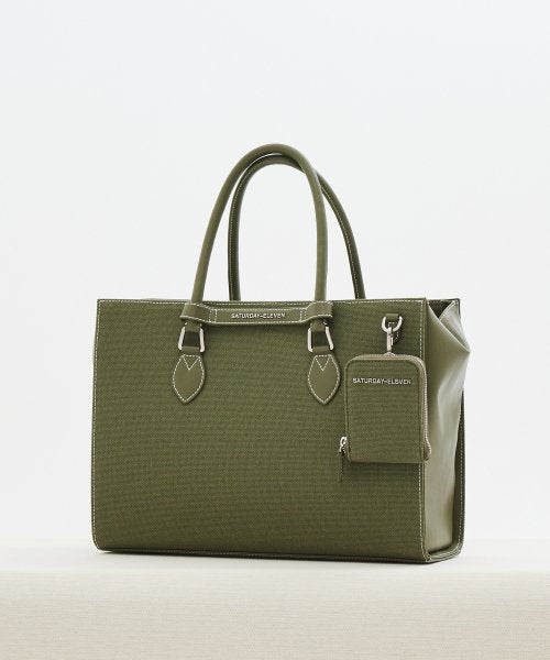 NO.46 캔버스 레더 브릿지 토트백 M _ 카키