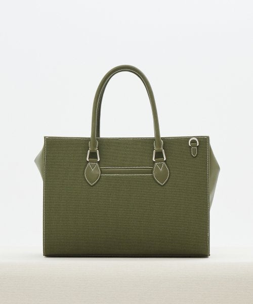 NO.46 캔버스 레더 브릿지 토트백 M _ 카키