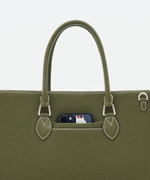 NO.46 캔버스 레더 브릿지 토트백 M _ 카키