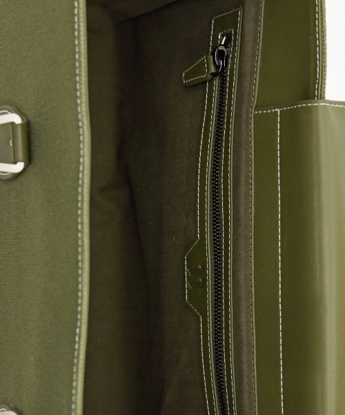 NO.46 캔버스 레더 브릿지 토트백 M _ 카키