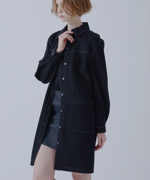 RC601 셔츠형 릴랙스 데님 원피스