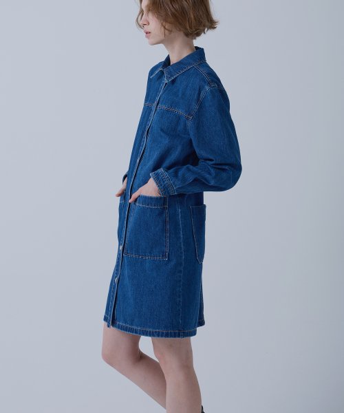 RC601 셔츠형 릴랙스 데님 원피스