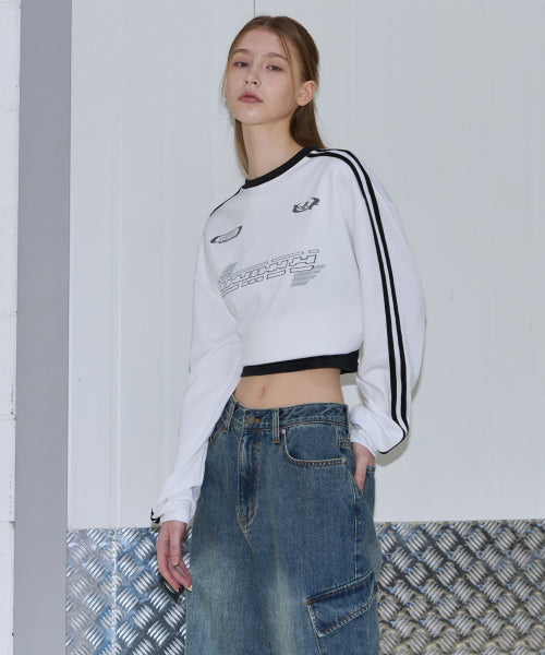 샌디드 카고 와이드 데님 팬츠 [VINTAGE BLUE]