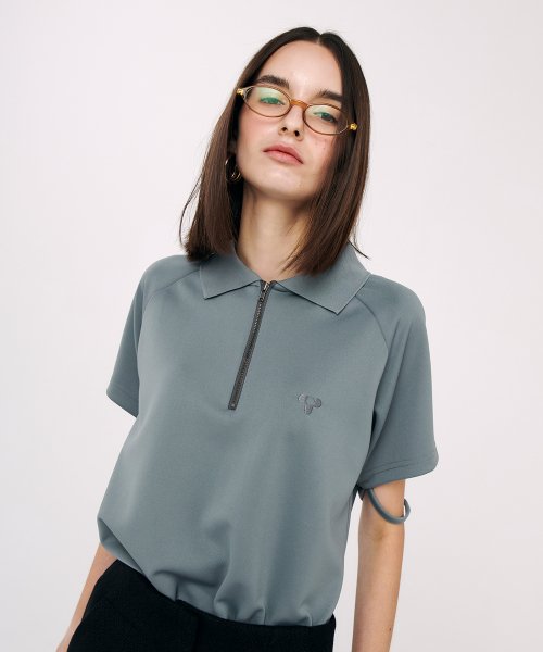 24T 로고 피케 티셔츠 카키그레이