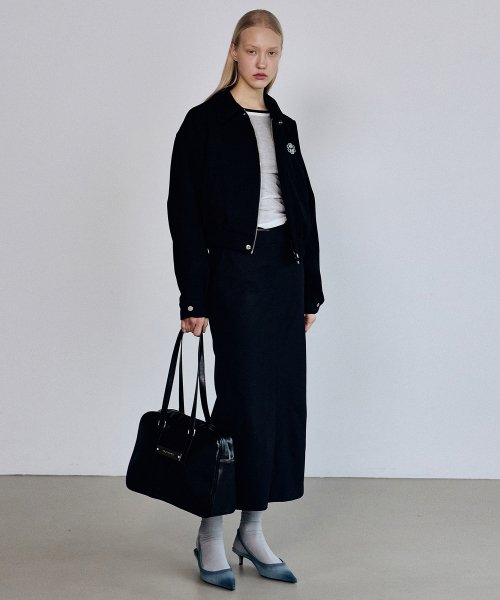 CRYSTAL LEATHER BOSTON BAG_BLACK