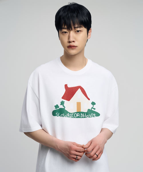 하우스 반팔 티셔츠_화이트