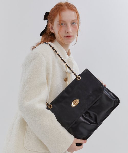 ANC FLAP BIG SHOULDER BAG_BLACK